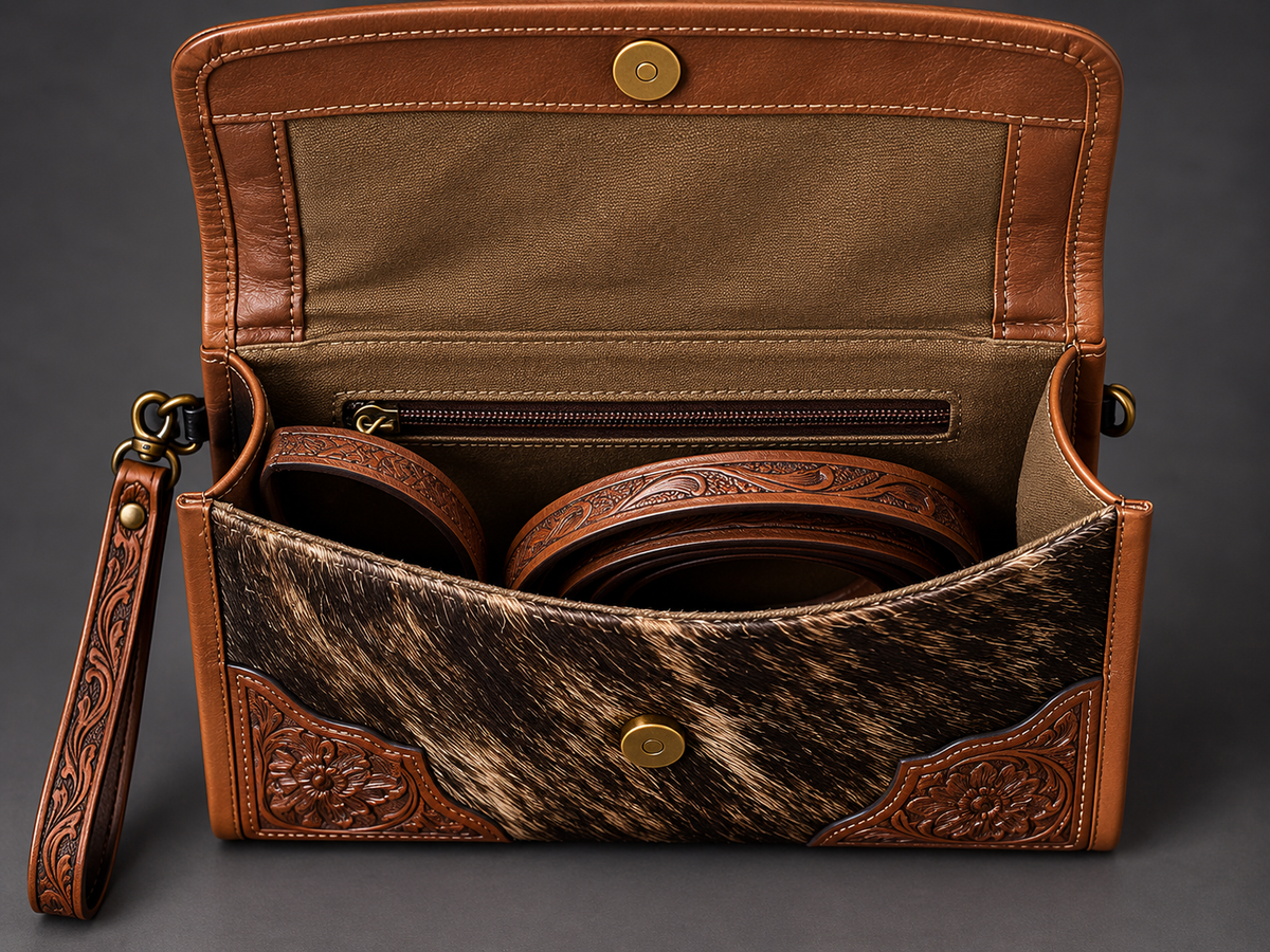 The High Plains Beaded Cowhide Clutch