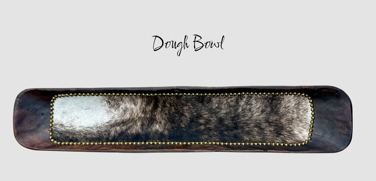 Rustic Ranch Cowhide Dough Bowl