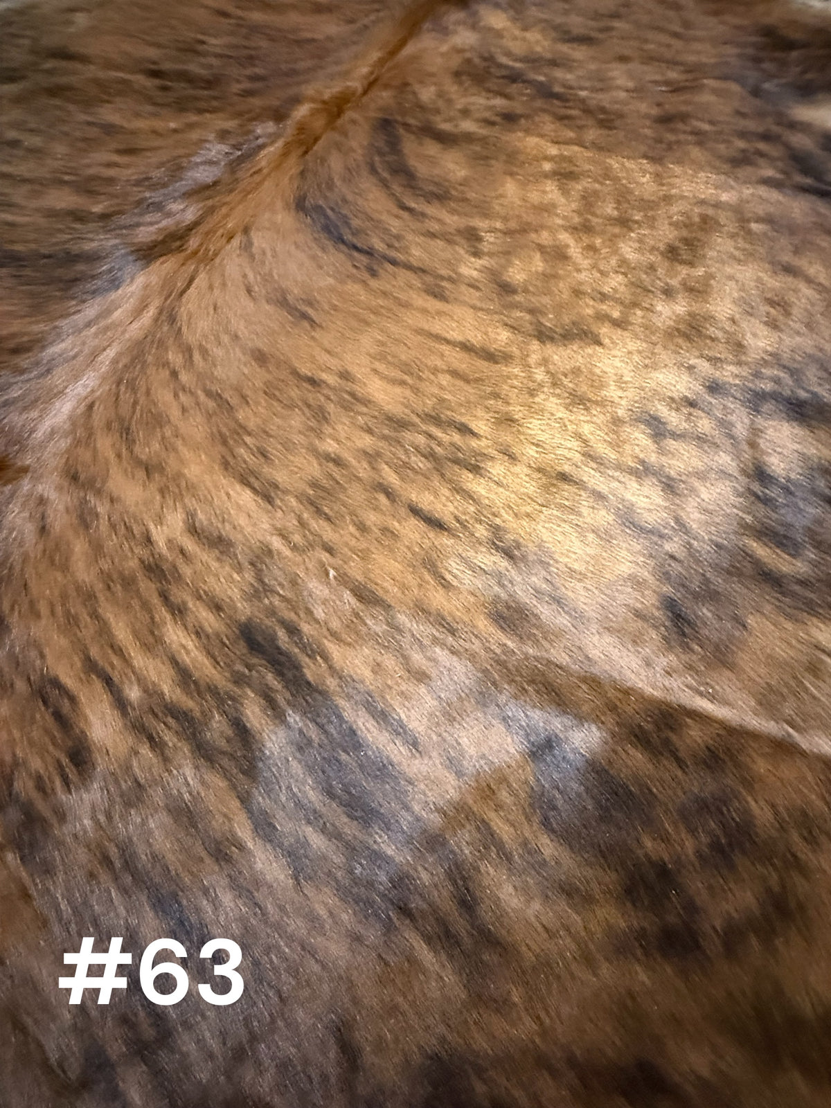 #63 Toasted Brindle Cowhide Rug – Approx. 6.5 x 6 Warm Western Retreat Hide