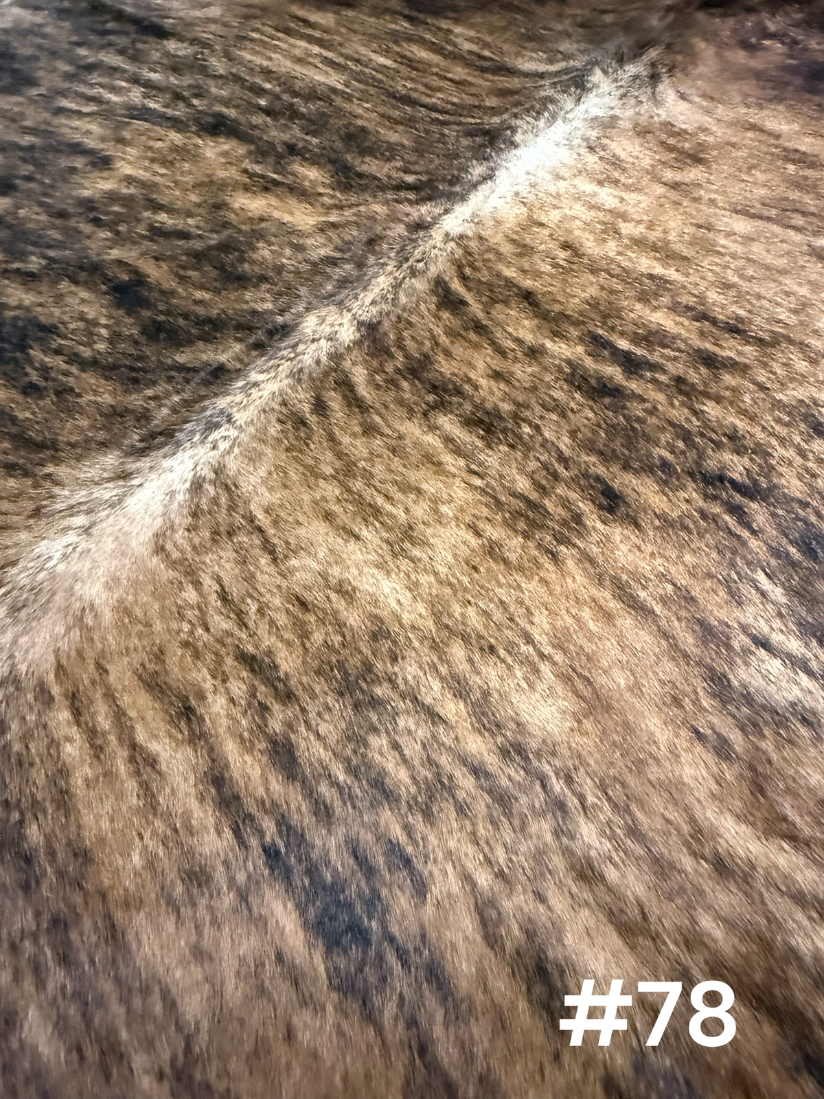 #78 Smoky Brindle Cowhide Rug – Approx. 8’ x 6.5’ Luxe Western Statement Hide
