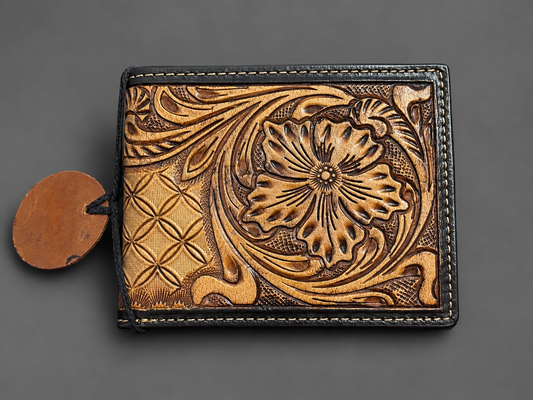 Saddle Bloom Tooled Leather Bifold Wallet