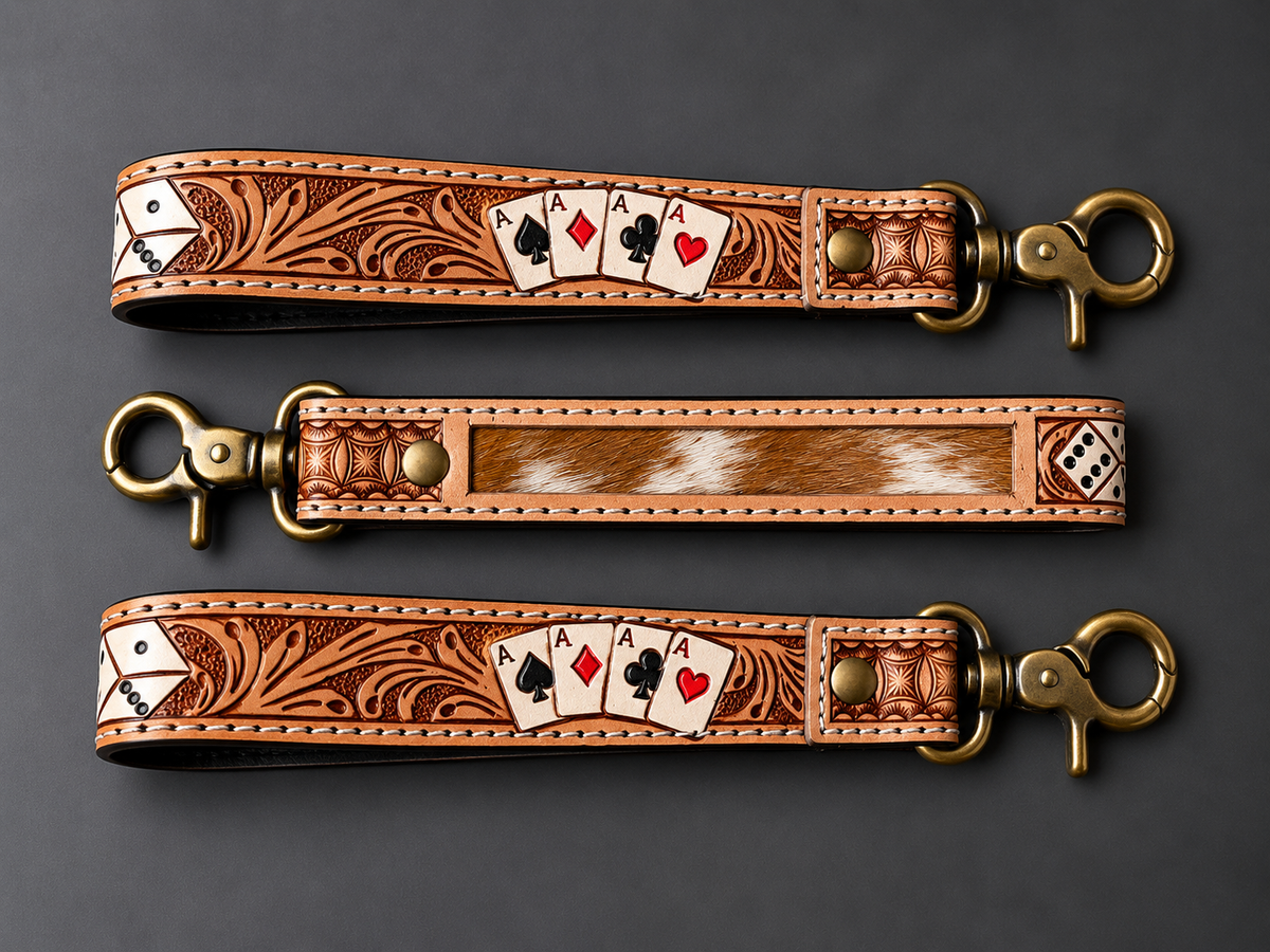 The High Roller Tooled Leather Wristlet Keychain