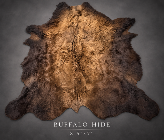 Heritage Luxe Buffalo Hide | 8.5' × 7' | Natural Golden Brown