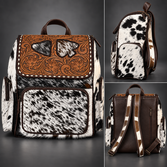 The Ranch Heiress Tooled Cowhide Backpack