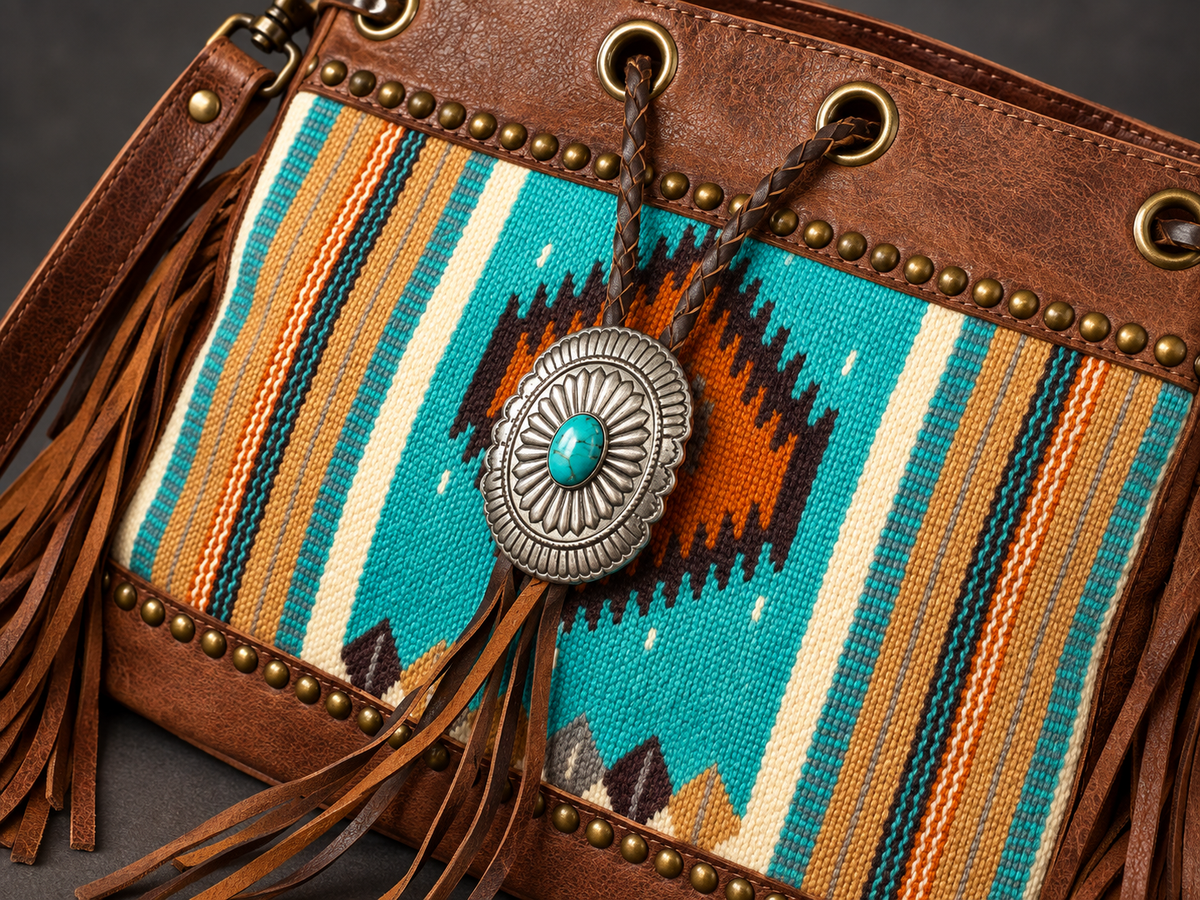 AD Turquoise Mesa Fringe Shoulder Bag