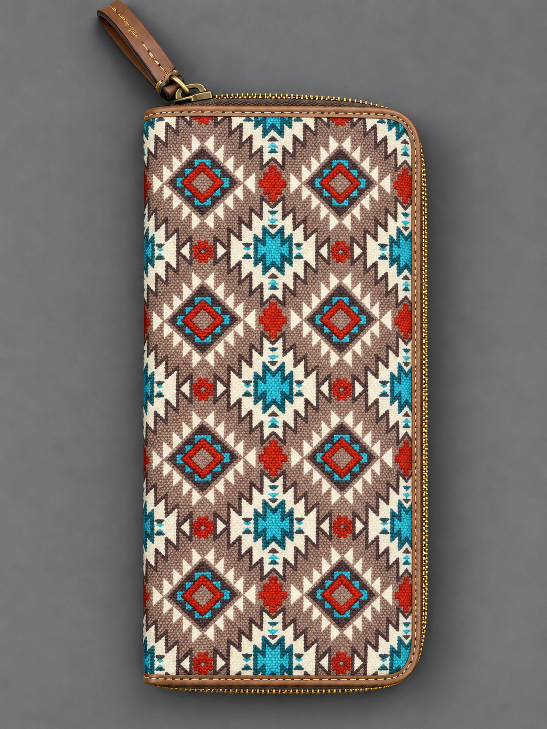 Western Aztec Zip-Around Organizer Wallet