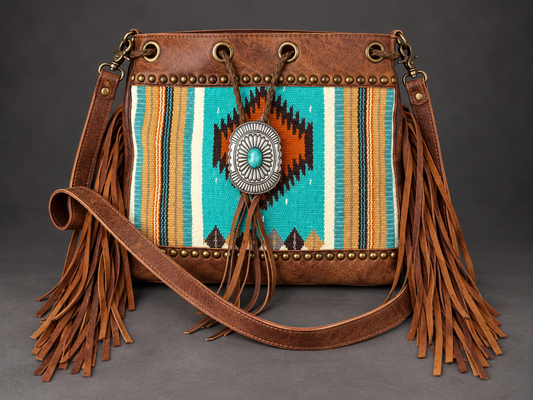 AD Turquoise Mesa Fringe Shoulder Bag