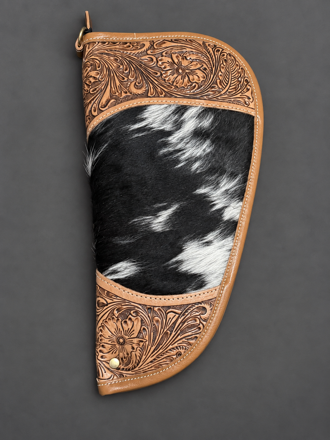 Tooled Leather & Cowhide Large Pistol Case