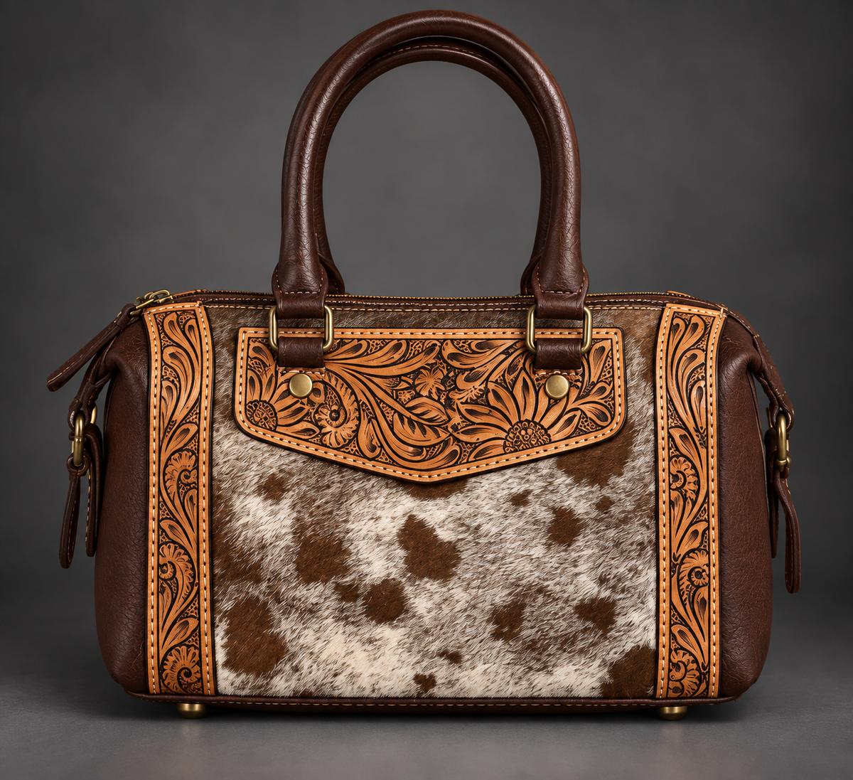 The Chestnut Rose Tooled Cowhide Handbag