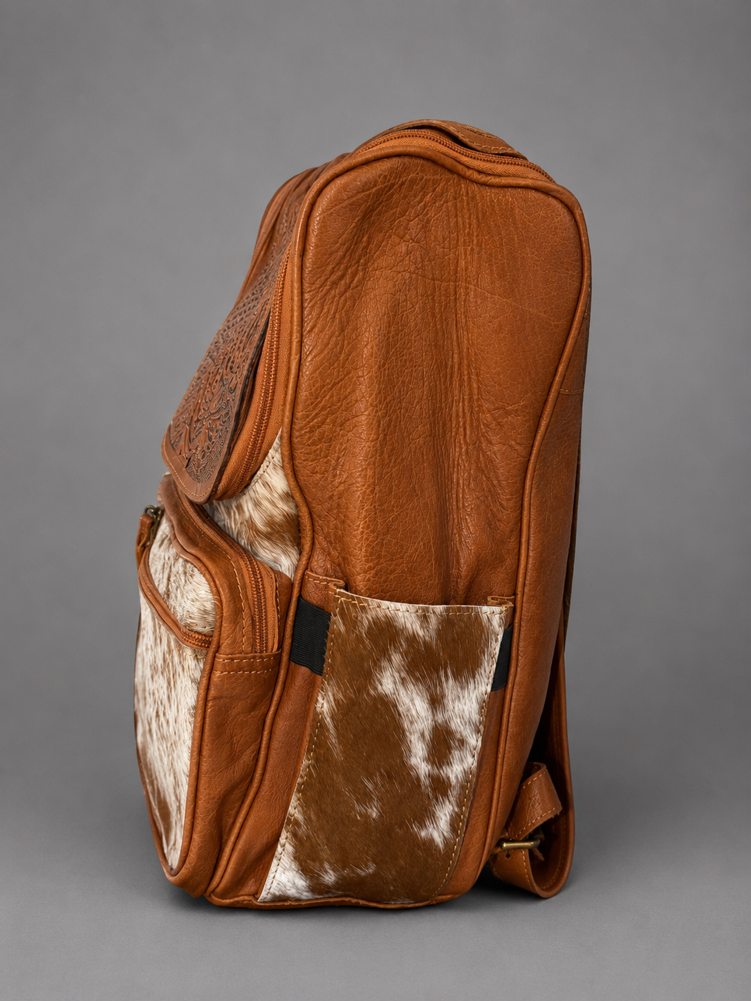 The Luxe Tooled Leather & Cowhide Backpack