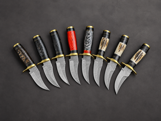 Damascus Steel Western Skinner Knife with Leather Sheath