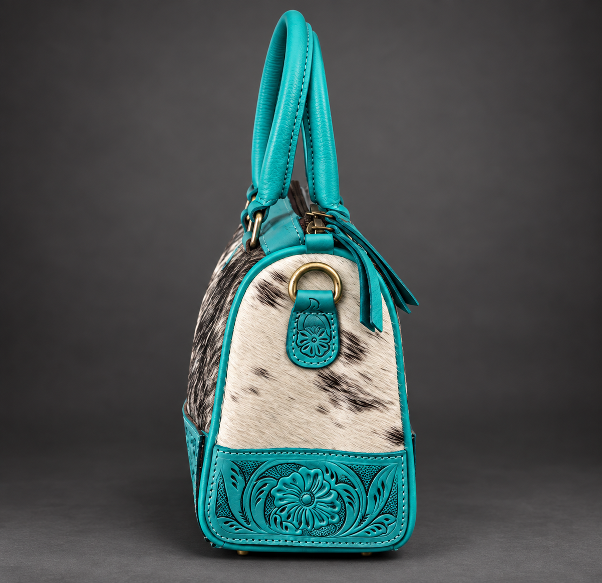 The Turquoise Mesa Tooled Cowhide Handbag
