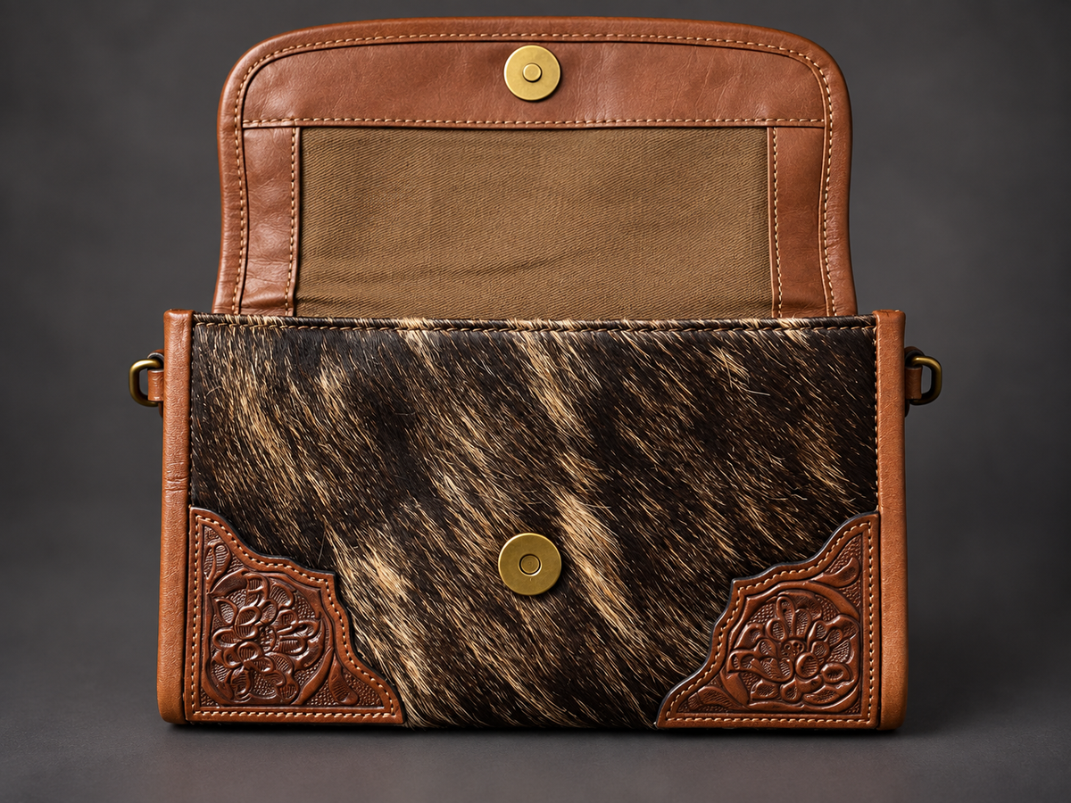 The High Plains Beaded Cowhide Clutch