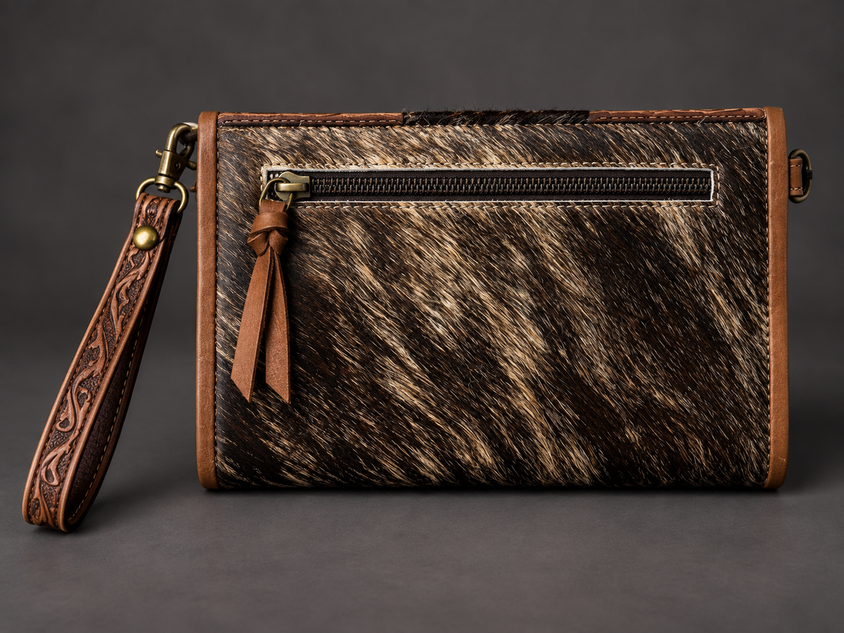 The High Plains Beaded Cowhide Clutch
