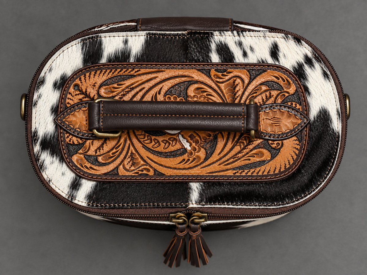 Saddle & Sage Cowhide Jewelry Train Case