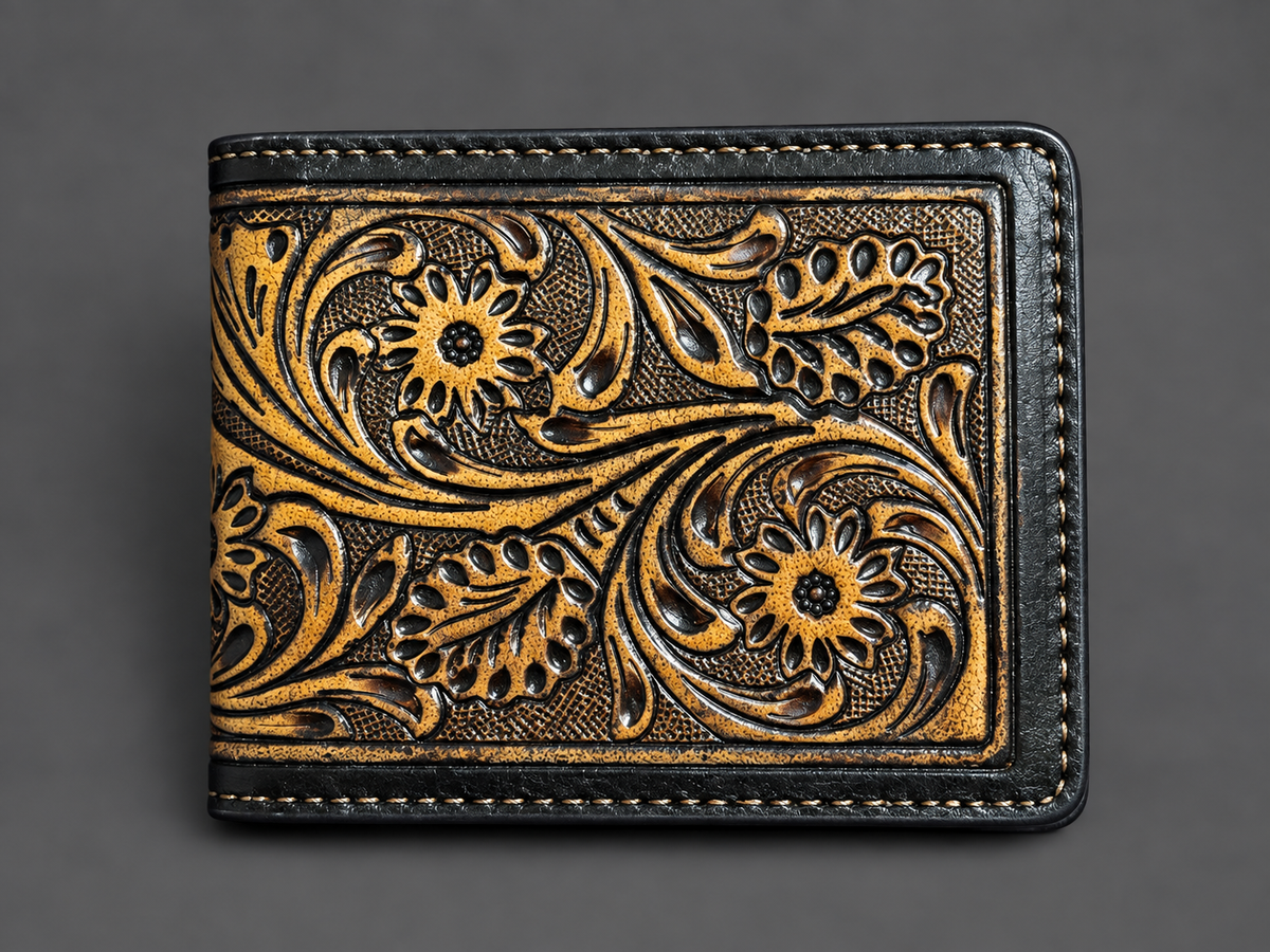 Golden Prairie Tooled Leather Wallet