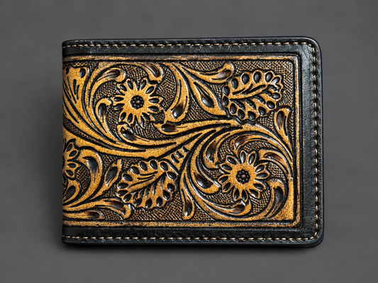 Golden Prairie Tooled Leather Wallet