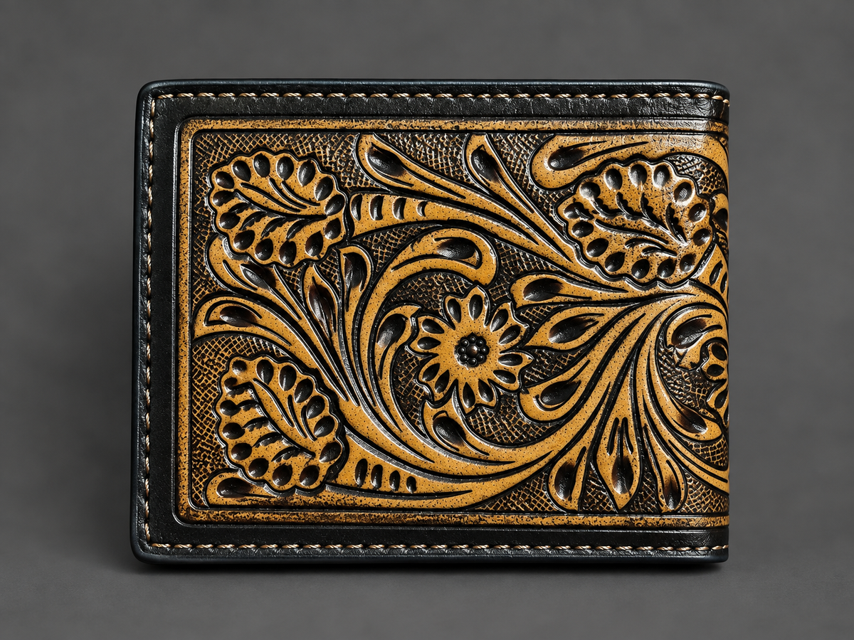 Golden Prairie Tooled Leather Wallet
