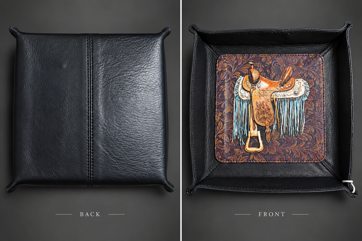 Turquoise Fringe Saddle Luxe Leather Catchall