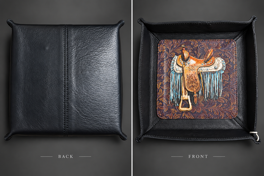 Turquoise Fringe Saddle Luxe Leather Catchall