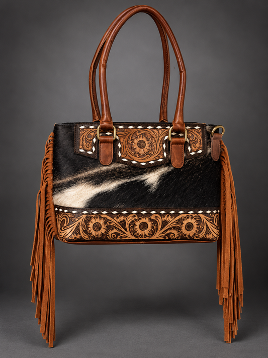 The Canyon Bloom Fringe Cowhide Handbag