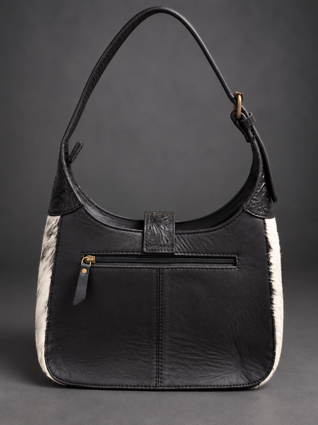 Black Label Cowhide | Tooled Leather Hobo Bag