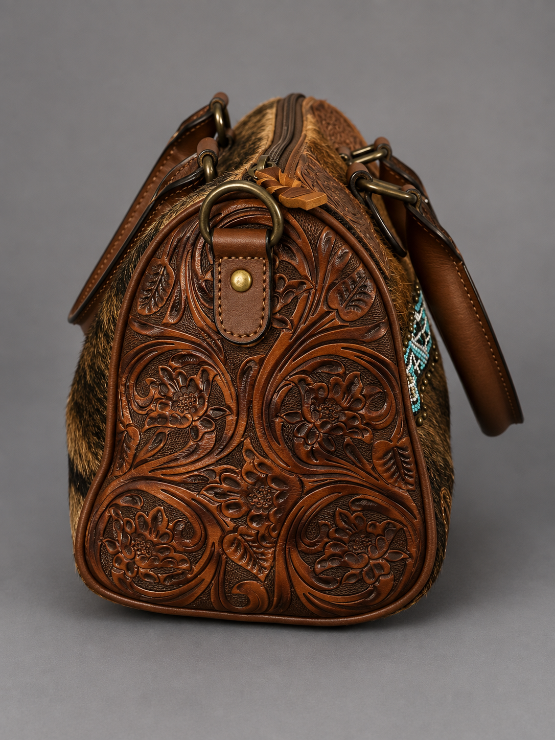 The Turquoise Trail Cowhide Handbag