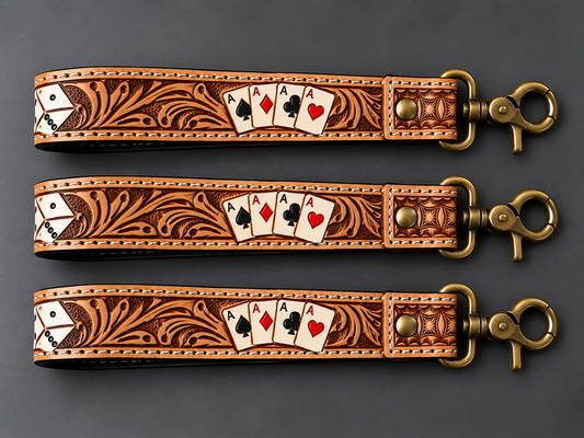 The High Roller Tooled Leather Wristlet Keychain