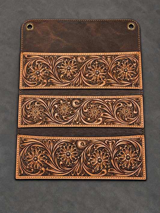 Tooled Floral Leather Wall Organizer