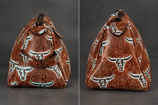 Turquoise Longhorn Western Luxe Cosmetic Bag