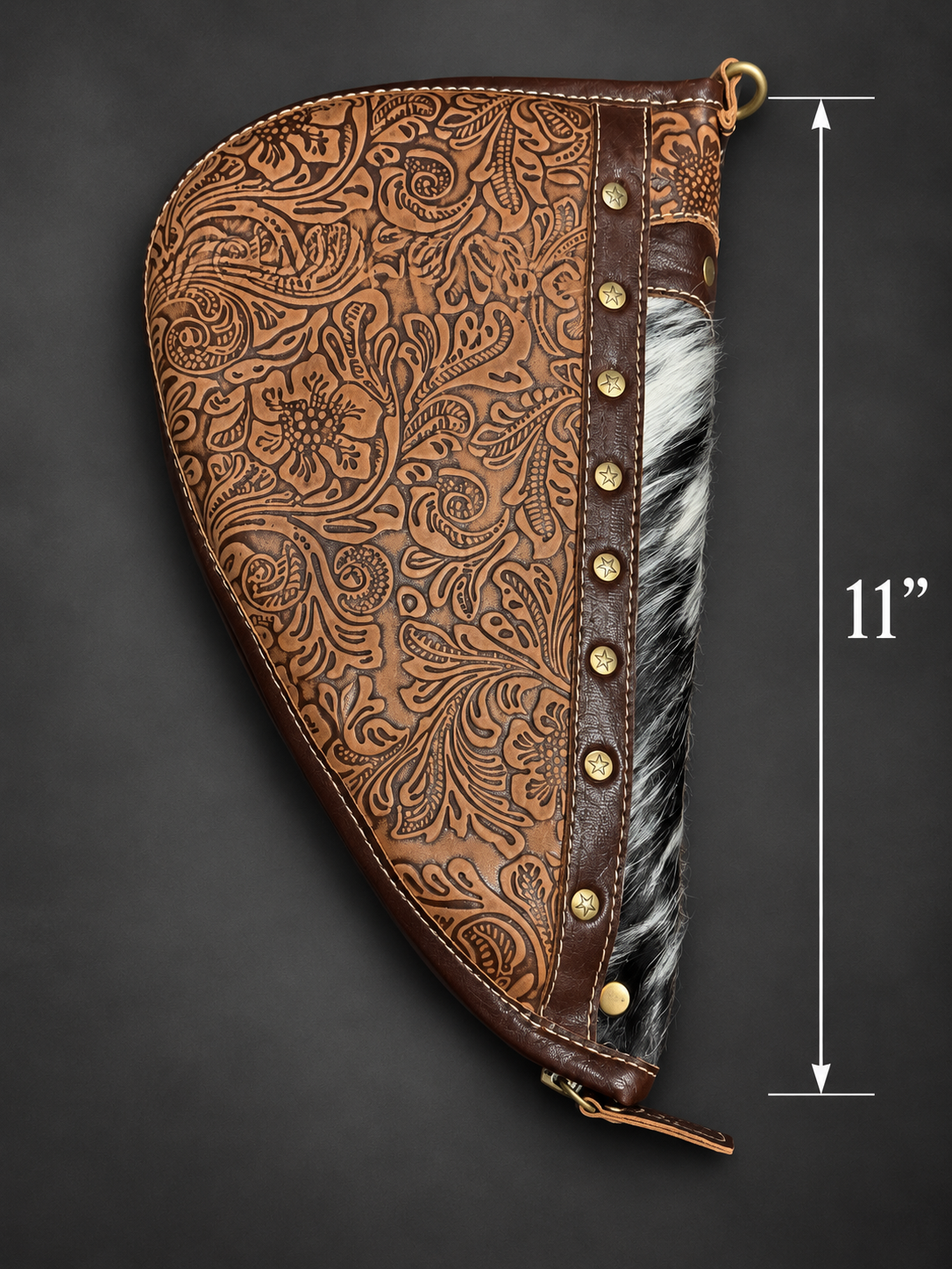 Tooled Leather & Cowhide Pistol Case