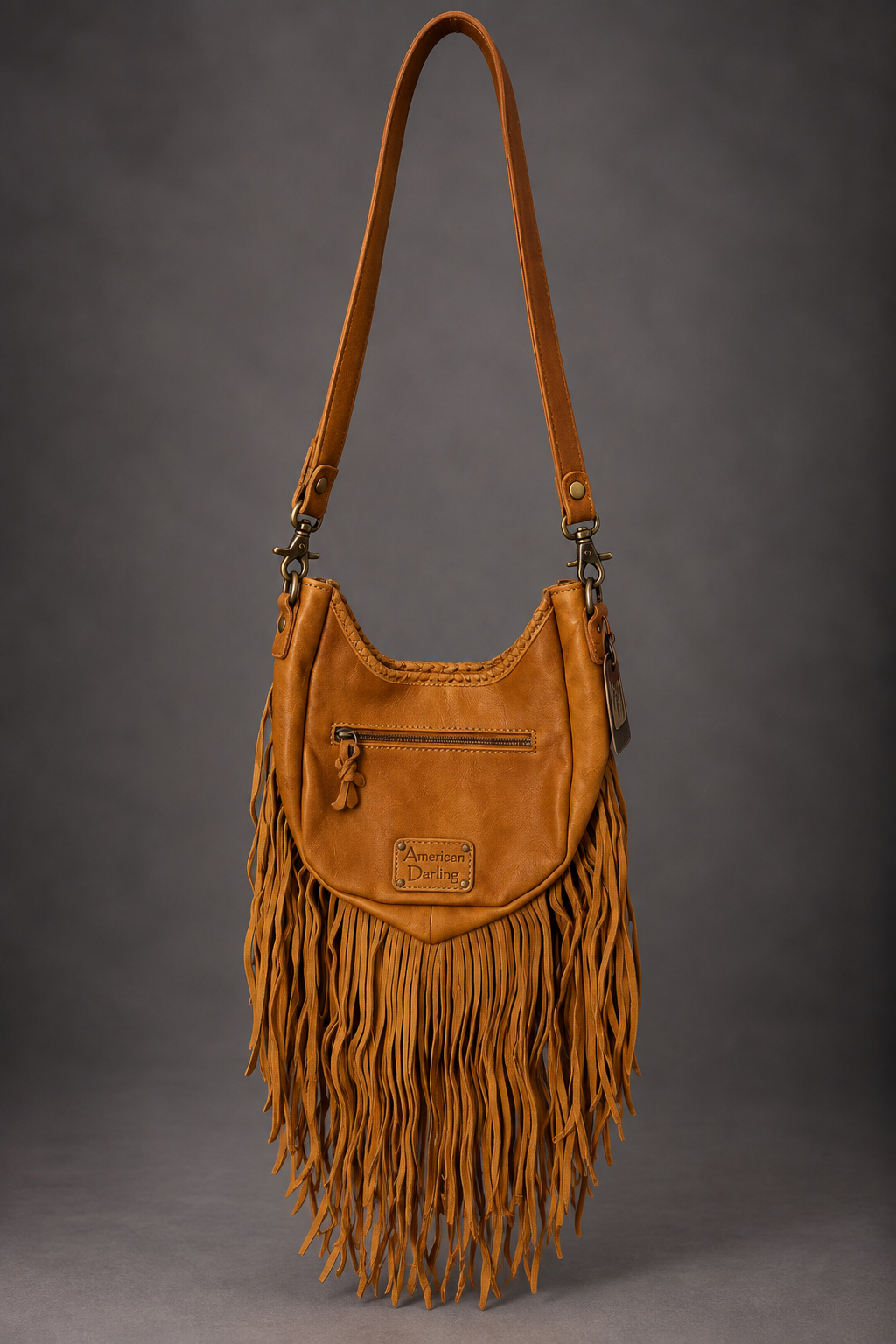 AD Golden Prairie Cowhide Fringe Handbag