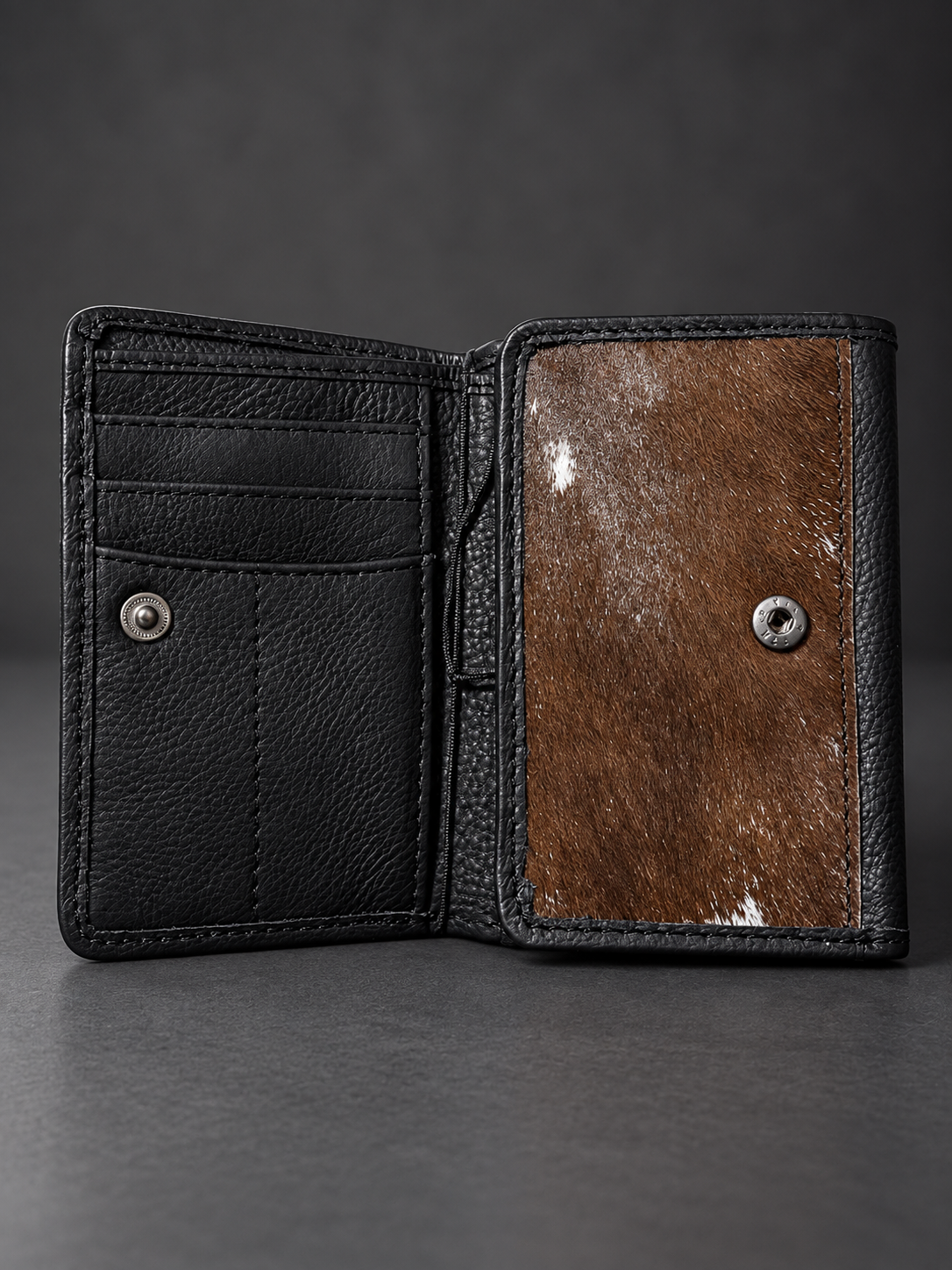 Saddle Bloom Tooled Leather & Cowhide Trifold Wallet