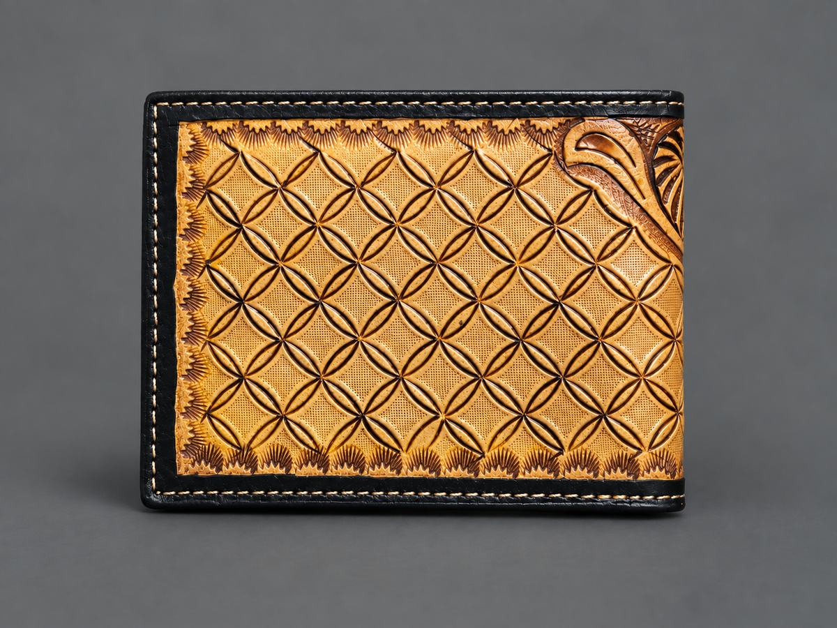Saddle Bloom Tooled Leather Bifold Wallet