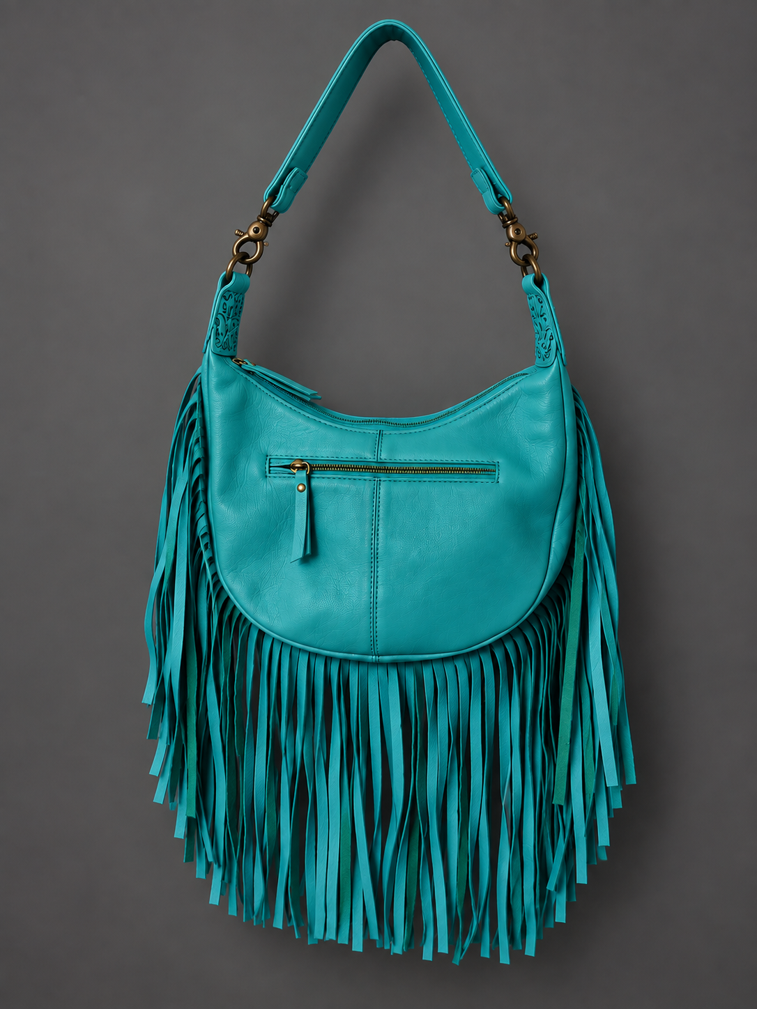 Turquoise Temptation | Cowhide & Fringe Luxe Hobo Bag
