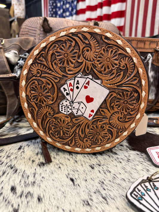 ♠️ Tooled Leather Gambler Crossbody