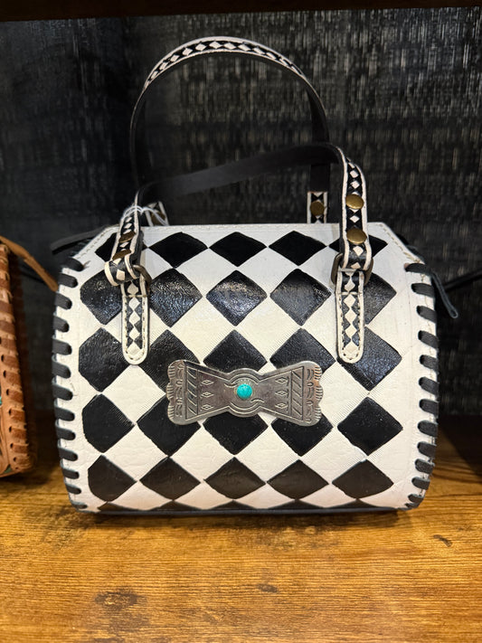 ♠️ Black & White Diamond Leather Purse
