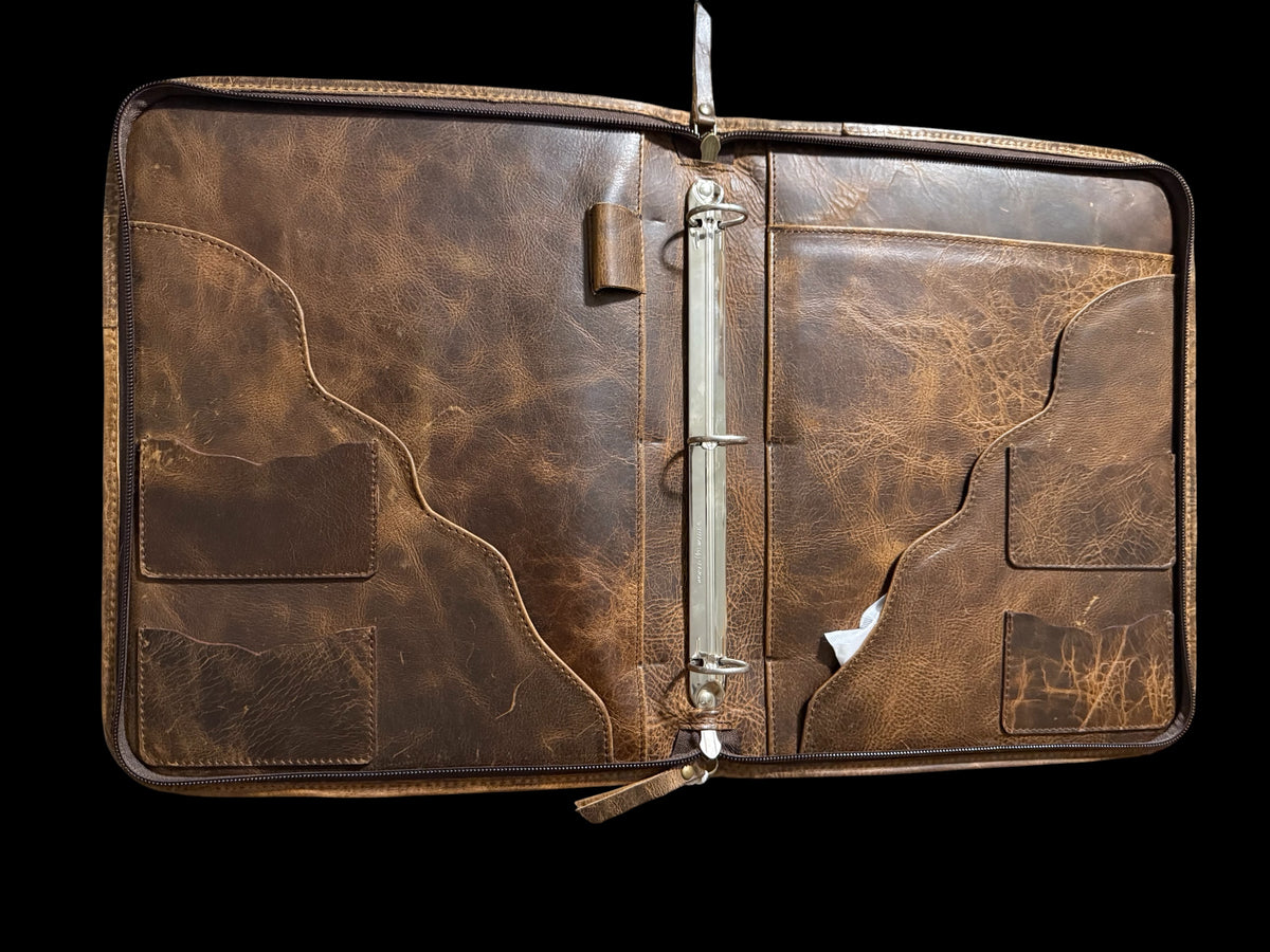 Western Aces & Dice Organizer- Tooled Leather Organizer