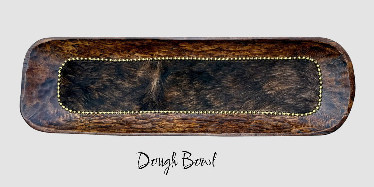 Rustic Ranch Cowhide Dough Bowl