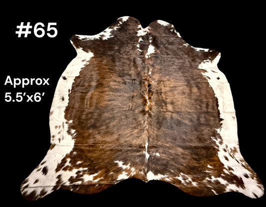 #65 Smokeshow Brindle Cowhide Rug – Approx. 5.5 x 6 Rich Espresso Western Hide
