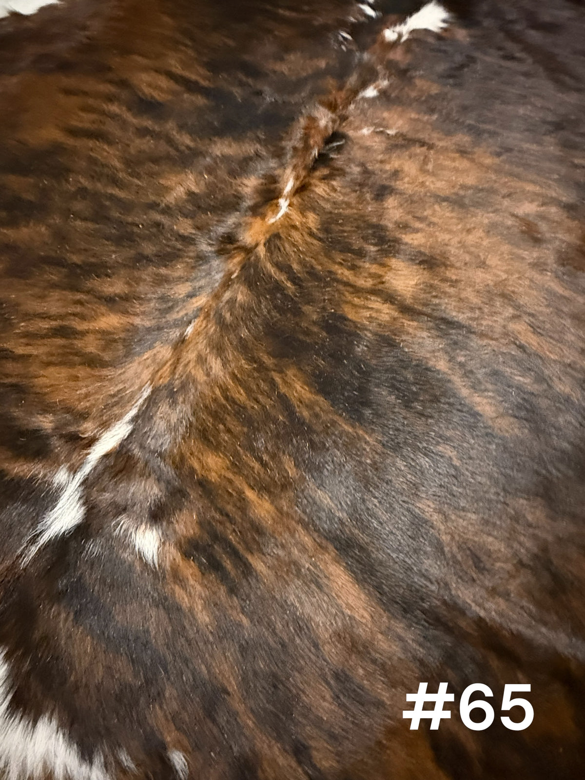#65 Smokeshow Brindle Cowhide Rug – Approx. 5.5 x 6 Rich Espresso Western Hide