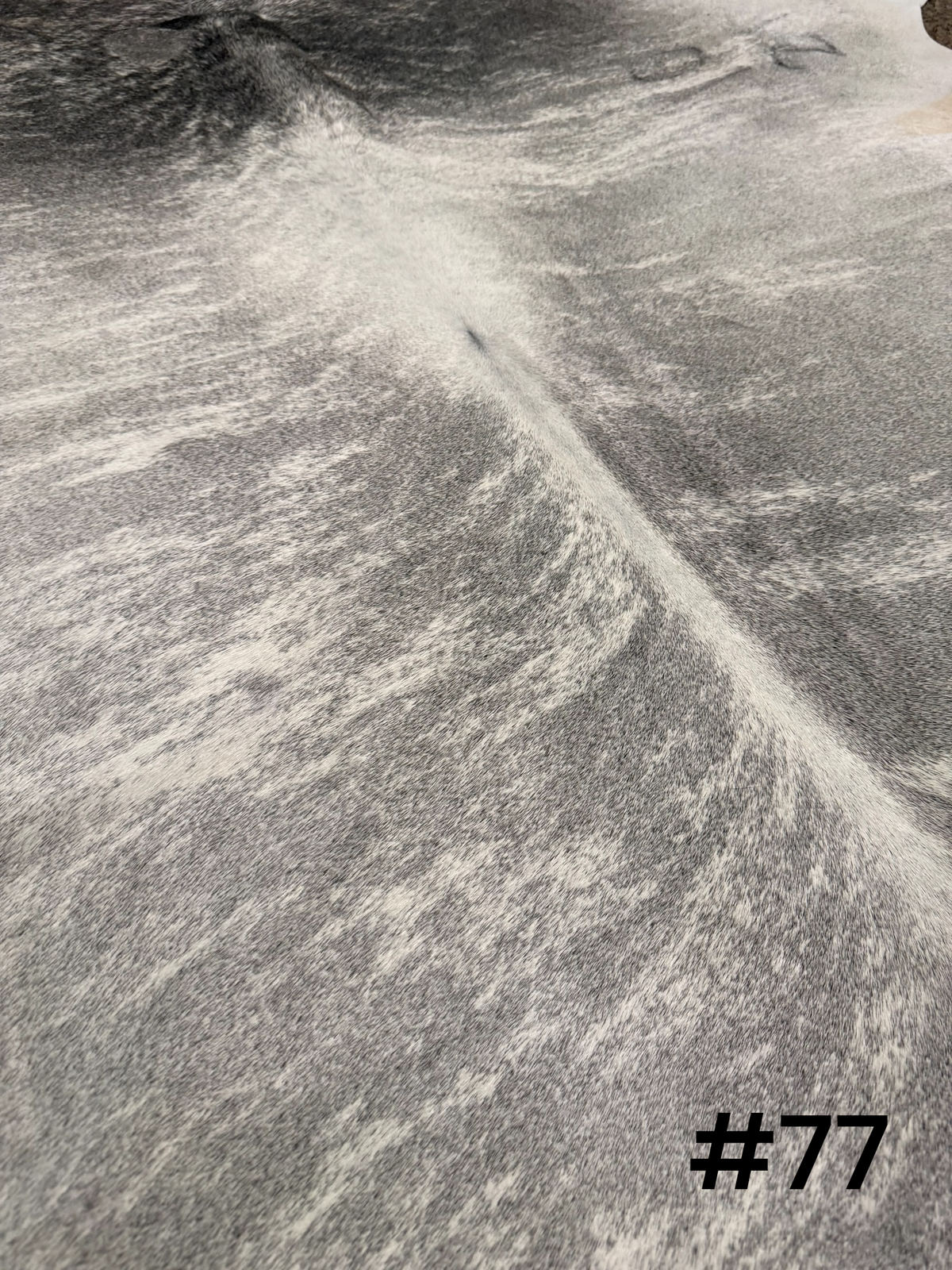 #77 Luxe Silver Frost Brindle Cowhide Rug Approx. 7.5’ x 6.5’