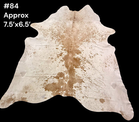 #84 Neutral Speckled Cowhide Rug – Approx. 7.5’ x 6.5’ Luxe Western Statement Hide