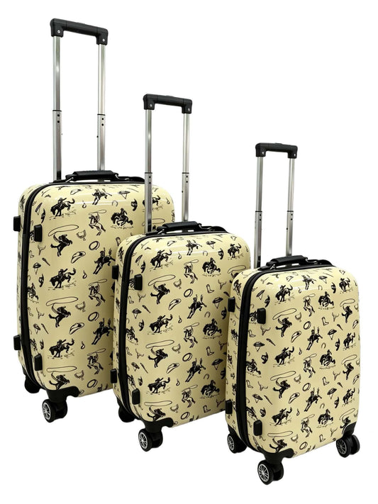 Cowboy Print Western Luggage Set - Hard Shell Spinner Suitcases