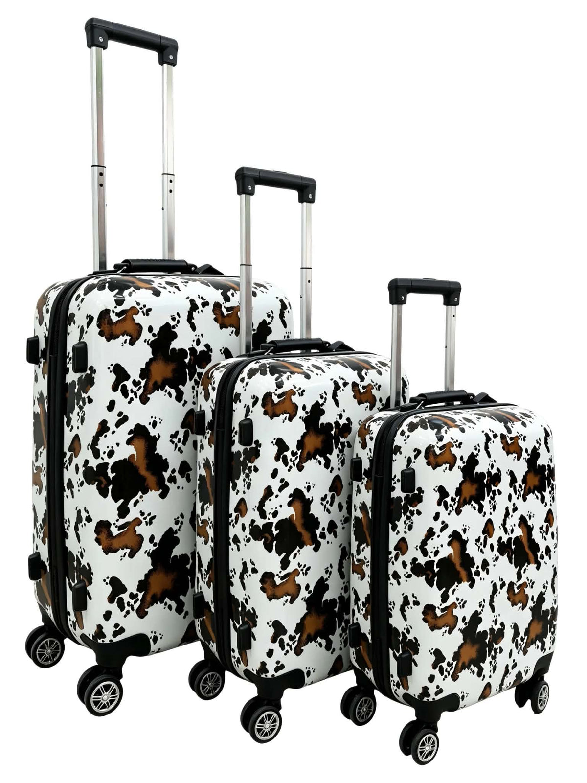 Cowprint Western Luggage Set - Hard Shell Spinner Suitcases
