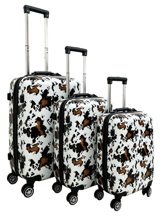 Cowprint Western Luggage Set - Hard Shell Spinner Suitcases