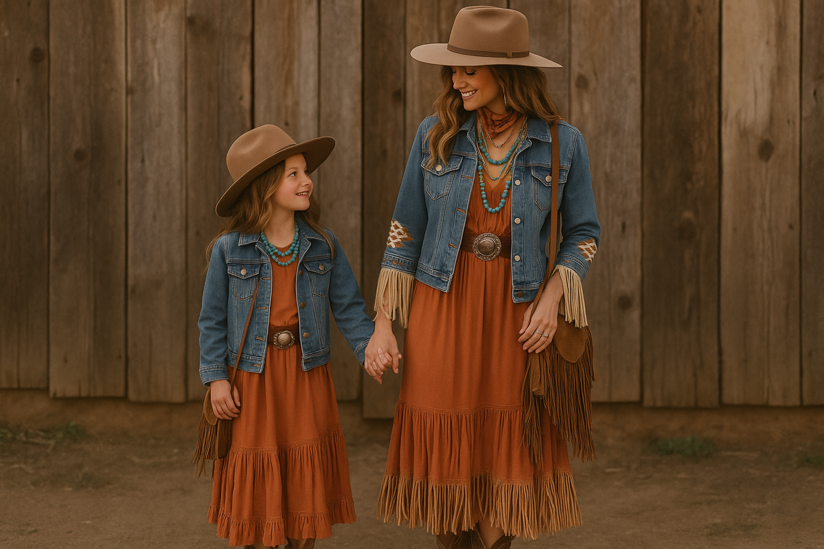 Western boho wear for women and their children